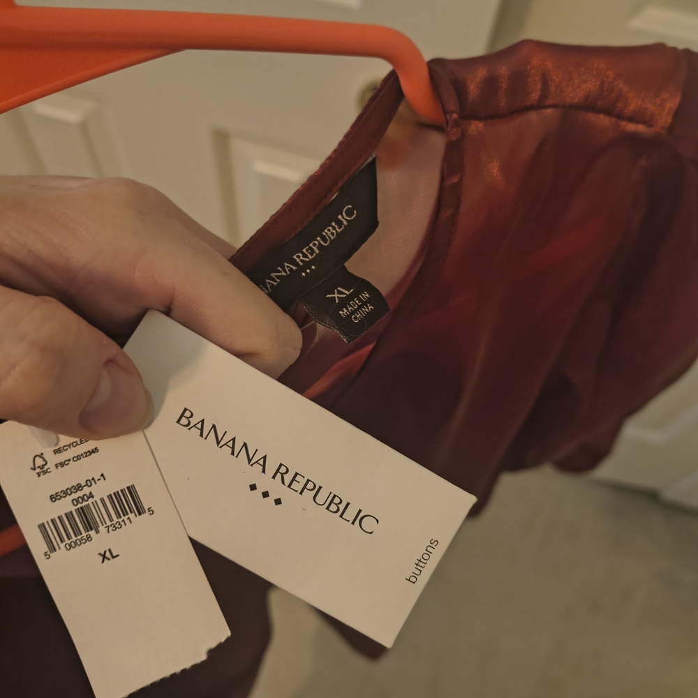 Banana Republic Burnt Orange Sheer Blouse - Picture 4 of 4